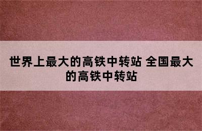 世界上最大的高铁中转站 全国最大的高铁中转站